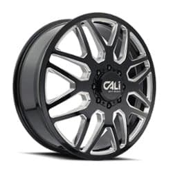 Cali Off-Road Invader Dually Front 9115D 22x8.25 8x165.1 115 ET 121.3 CB Gloss Black/Milled Spokes