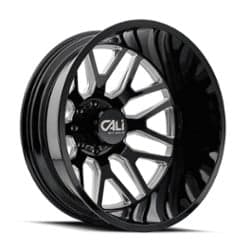 Cali Off-Road Invader Dually Rear 9115D 22x8.25 8x210 -192 ET 154.2 CB Gloss Black/Milled Spokes