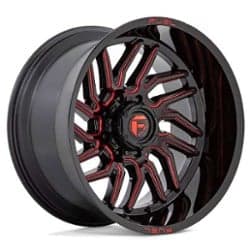 Fuel D808 Hurricane 24x12 5x127 -44 ET 71.5 CB Gloss Black Milled Red Tint