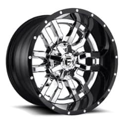 Fuel Sledge D270 20x10 8x165.1 -18 ET 125.2 CB Chrome with Gloss Black Lip