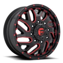 Fuel Triton Dually Front D656 20x8.25 8x200 105 ET 142 CB Gloss Black w/ Candy Red