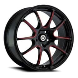 Konig Illusion 18x8 5x100 35 ET 73.1 CB Black/Ball Cut Red