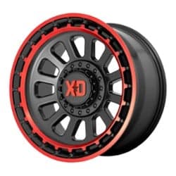 XD Series XD856 Omega 17x9 6x135/6x139.7 -12 ET 106.1 CB Satin Black Machined Lip With Red Tint