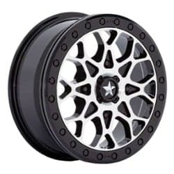 MSA Offroad M48 Portal Beadlock 15x6 4x110 38 ET 86 CB Gloss Black Machined, Black Ring