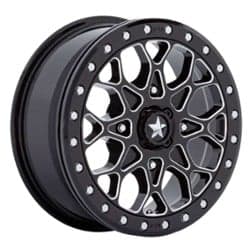 MSA Offroad M48 Portal Beadlock 15x6 4x110 38 ET 86 CB Gloss Black Milled, Black Ring