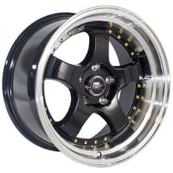 MST MT07 17x9 5x114.3 20 ET 73.1 CB Black w/Machined Lip Gold Rivets