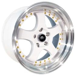 MST MT07 17x9 5x114.3 20 ET 73.1 CB White w/Machined Lip Gold Rivets