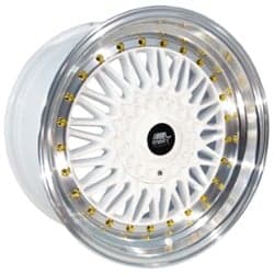 MST MT13 15x8 4x100/4x114.3 20 ET 73.1 CB White w/Machined Lip Gold Rivets