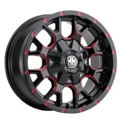 Mayhem 8015 Warrior 18x9 8x180 18 ET 124.1 CB Black w/Prism Red