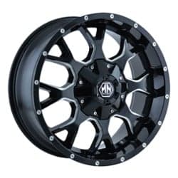 Mayhem 8015 Warrior 17x9 8x180 18 ET 124.1 CB Black w/Milled Spokes