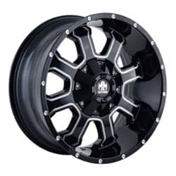 Mayhem 8103 Fierce 22x12 8x180 -44 ET 124.1 CB Black w/Milled Spokes