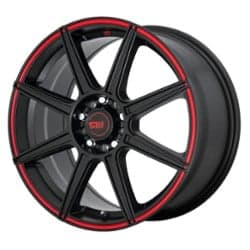 Motegi MR142 15x6.5 5x100/5x114.3 40 ET 72.56 CB Satin Black With Red Stripe