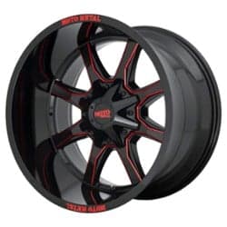 Moto Metal MO970 20x10 8x170 -18 ET 125.5 CB Black Milled / Red Tint