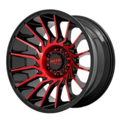 Moto Metal MO807 Shockwave 22x12 5x127 -44 ET 71.5 CB Gloss Black Machined with Red Tint