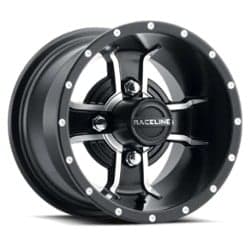 Raceline G77 Mamba 10 Golf UTV 10x7 4x101.6 0 ET 68 CB Satin Black Machined