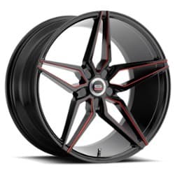 Spec-1 SPM-81 22x9 Blank 5 Lug 15 ET 73.1 CB Gloss Black Red Machined