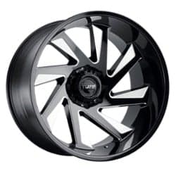 Tuff A.T. T1B Left 22x12 6x139.7 -45 ET 112.1 CB Gloss Black W/Milled Spoke