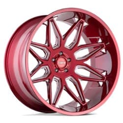 Tuff A.T. T3B 24x14 5x127 -72 ET 71.5 CB Candy Red w/Milled Spokes