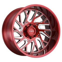 Tuff A.T. T4B Left 22x12 8x165.1 -45 ET 125.1 CB Candy Red w/Milled Spoke