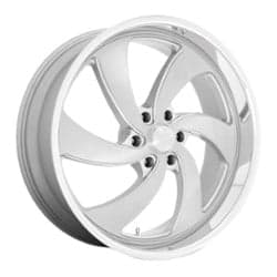 US Mags Desperado 6 - U134 24x9 6x139.7 25 ET 78.1 CB Brushed Silver with Milled Spoke Accents and a Diamond Cut Lip