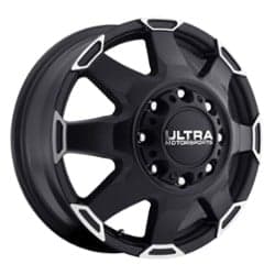 Ultra 025 Phantom Dually Front 17x6.5 8x165.1 129 ET 121.7 CB Satin Black w/ Diamond Cut Lip Accents & Satin Clear Coat