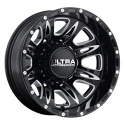 Ultra 049 Predator Dually Rear 17x6.5 8x165.1 -140 ET 121.7 CB Gloss Black w/Milled Accents