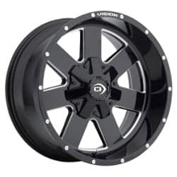 Vision 411 Arc 17x9 5x127 -12 ET 78.1 CB Gloss Black Milled Spoke