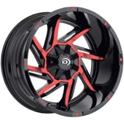 Vision 422 Prowler 20x12 6x135 -51 ET 87.1 CB Gloss Black Machined w/Red Tint