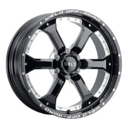 Weld Off-Road Granada Six W125 20x9 6x139.7 0 ET 106.1 CB Gloss Black Milled