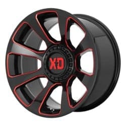 XD Series XD854 Reactor 20x10 Blank 5 Lug/Blank 6 Lug -18 ET 78.1 CB Gloss Black Milled with Red Tint