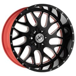 XF Off-Road XFX-301 24x14 6x135/6x139.7 -76 ET 106.4 CB Gloss Black w/ Red Inner