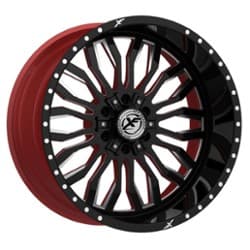 XF Off-Road XFX-305 24x14 6x135/6x139.7 -76 ET 106.4 CB Gloss Black w/ Red Inner