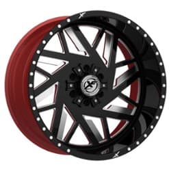 XF Off-Road XFX-306 24x12 5x127/5x139.7 -44 ET 78.1 CB Gloss Black w/ Red Inner