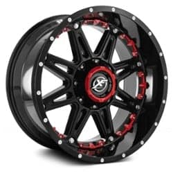 XF Off-Road XF-217 20x10 5x114.3/5x127 -24 ET 78.1 CB Gloss Black w/ Red Inserts