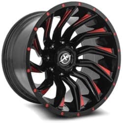 XF Off-Road XF-224 26x14 5x139.7/5x150 -76 ET 110.3 CB Gloss Black Red Milled