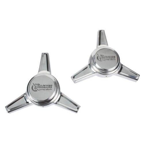 Rocket Racing Caps - Rocket Vintage 3 Bar Knockoff Flat Angle Spinner Chrome Pair (330245)