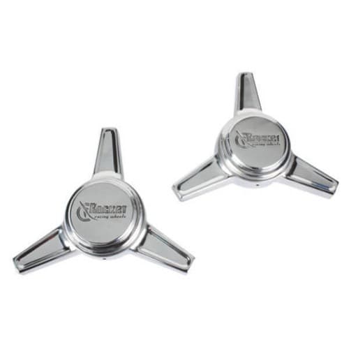 Rocket Racing Caps - Rocket Vintage 3 Bar Knockoff Flat Angle Spinner Polished Pair (330244)