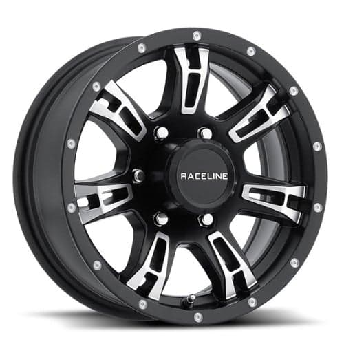 Raceline 840 Arsenal Trailer 15x5 5x114.3 0 ET 81 CB Black Machined (840-55012)