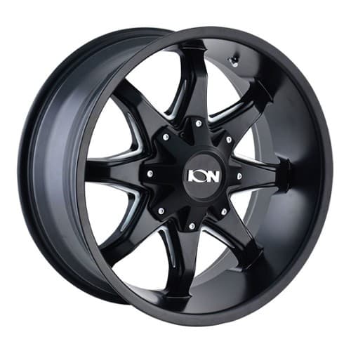 Ion Alloy 181 20x12 8x180 -44 ET 124.1 CB Satin Black w/Milled Spokes (181-2278M)