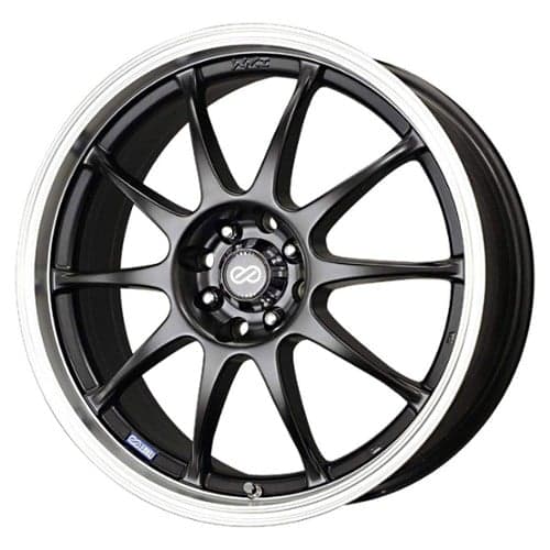 Enkei J10 15x6.5 4x100/4x114.3 38 ET 72.56 CB Matte Black with Machined Lip (409-565-01BK)