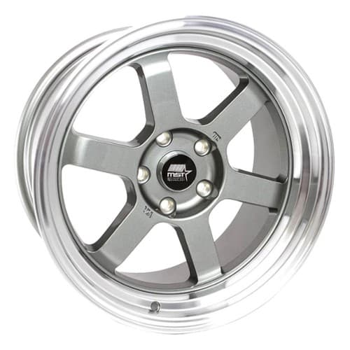 MST Time Attack 15x8 4x100/4x114.3 0 ET 73.1 CB Gunmetal w/Machined Lip (01T-5816-0GNML)