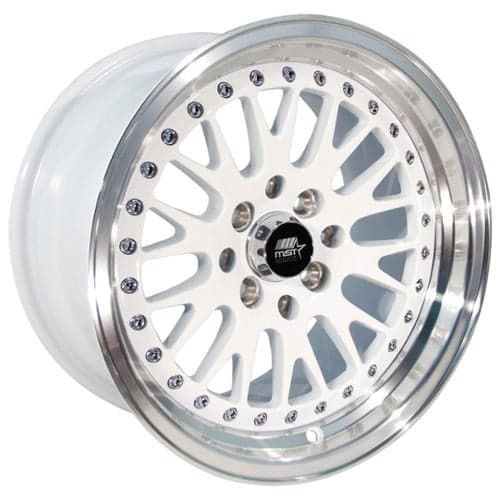 MST MT10 15x8 4x100/4x114.3 25 ET 73.1 CB White w/Machined Lip (10-5816-25WHTL)