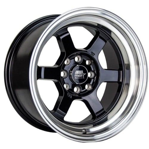 MST Time Attack 15x8 4x100/4x114.3 0 ET 73.1 CB Black w/Machined Lip (01T-5816-0-BLKL)