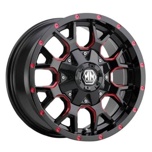 Mayhem 8015 Warrior 18x9 8x180 18 ET 124.1 CB Black w/Prism Red (8015-8978BTR18)