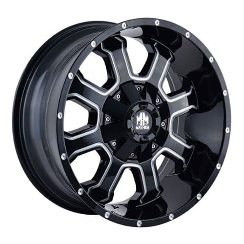 Mayhem 8103 Fierce 22x12 8x180 -44 ET 124.1 CB Black w/Milled Spokes (8103-22278M)