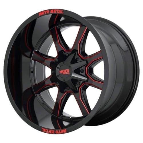 Moto Metal MO970 20x10 8x165.1 -18 ET 125.5 CB Black Milled / Red Tint (MO970210803C18N)