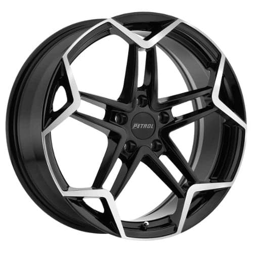 Petrol P1A 17x8 5x100 35 ET 72.1 CB Gloss Black w/Machine Cut Face (1780P1A355100B72)