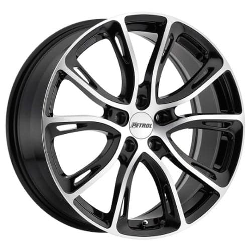 Petrol P5A 19x8 5x100 35 ET 72.1 CB Gloss Black w/Machine Cut Face (1980P5A355100B72)