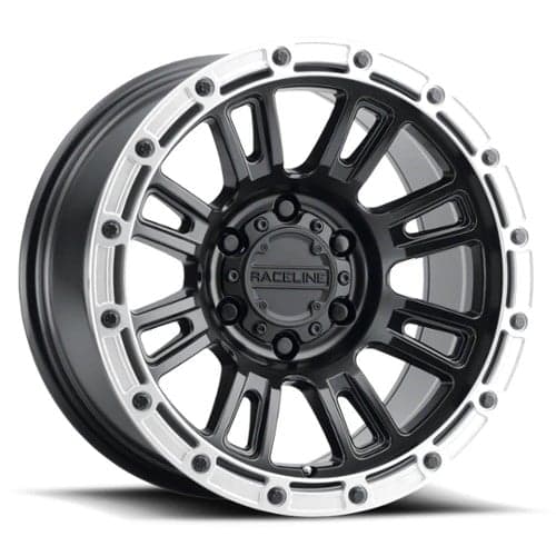 Raceline 956BS Compass 17x8 5x114.3 30 ET 72.56 CB Satin Black w/Silver Ring (956BS-78012+30)