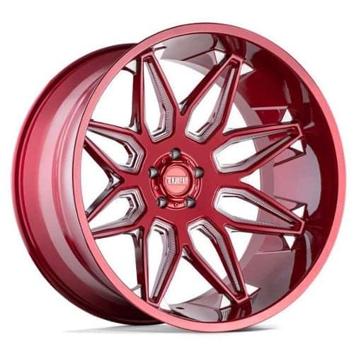 Tuff A.T. T3B 22x12 5x127 -45 ET 71.5 CB Candy Red w/Milled Spokes (2212T3B-55127R71)